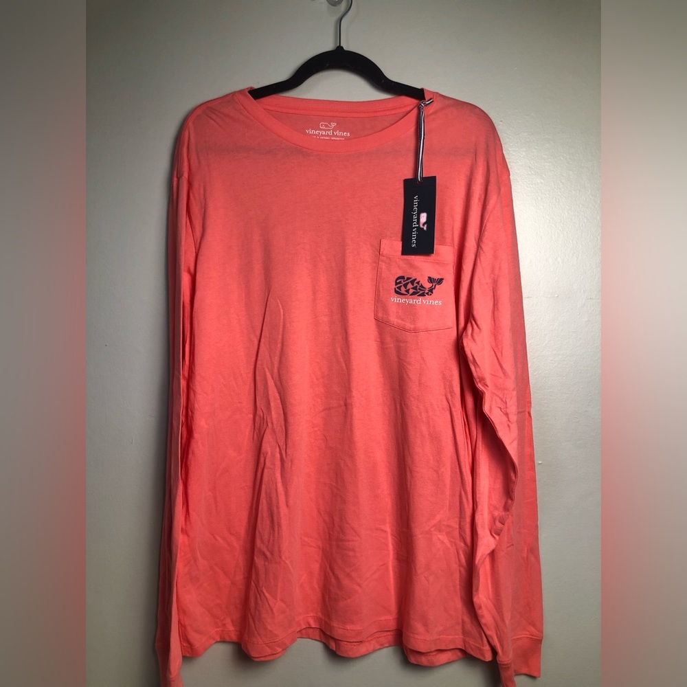 Vineyard vines mens long sleeve t shirt. Peach